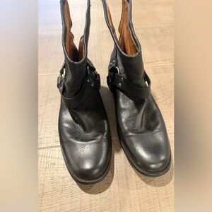Frye Black Leather Buckle Boots